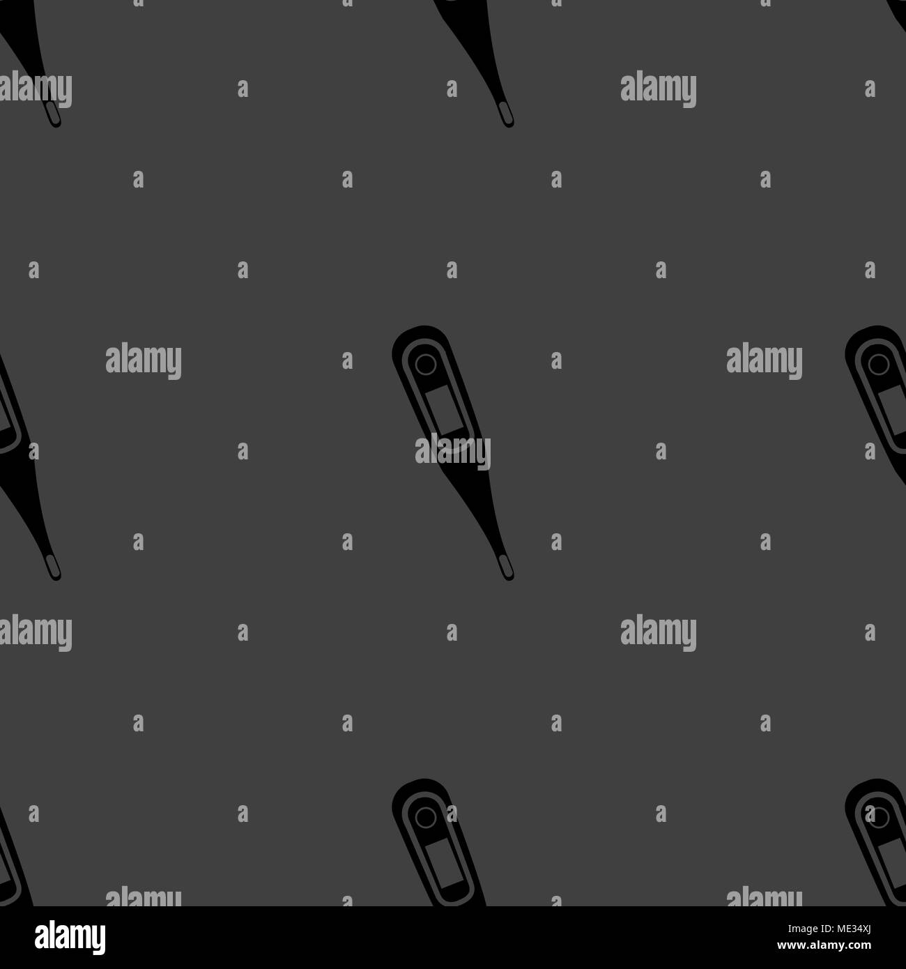 Medical thermometer web icon. flat design. Seamless gray pattern. Vector EPS10 Stock Vector