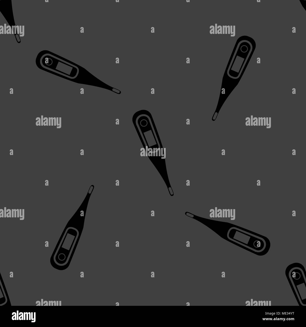 Medical thermometer web icon. flat design. Seamless gray pattern. Vector EPS10 Stock Vector