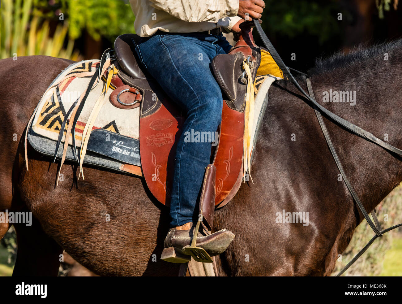 A cowboy rides a horse at RANCHO DEL SOL DORADO SAN MIGUEL DE ALLENDE