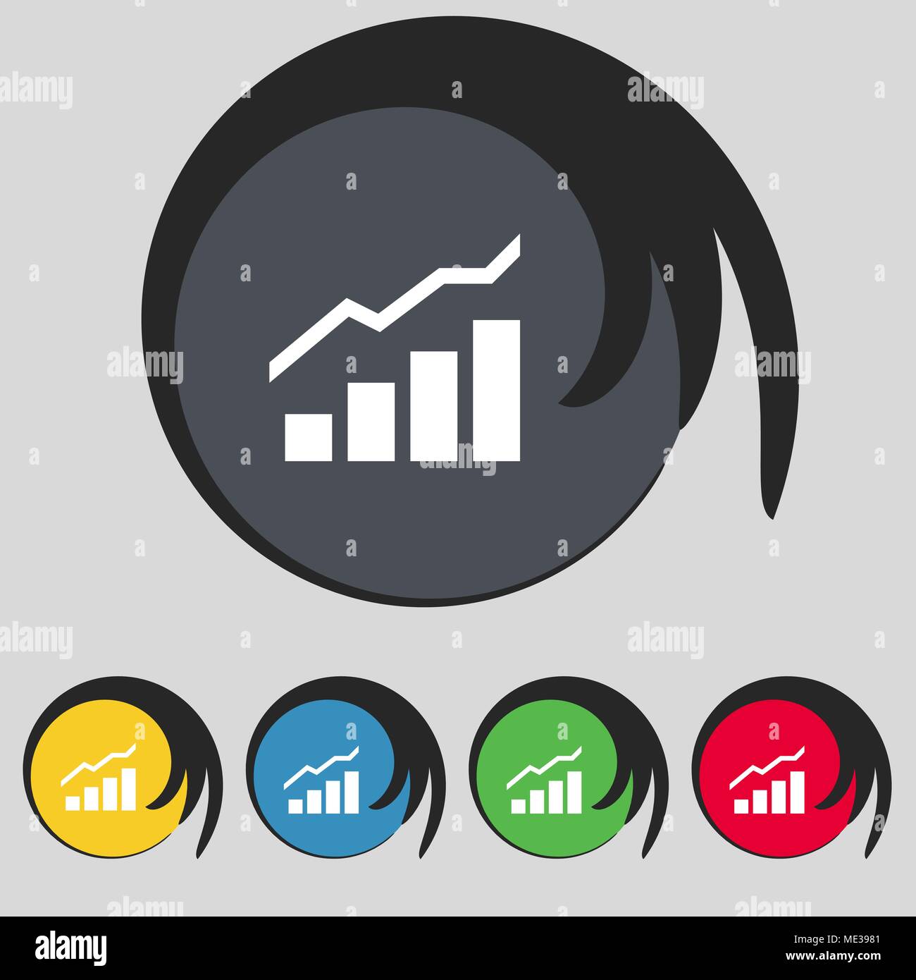 Growth and development concept. graph of Rate icon sign. Symbol on five ...