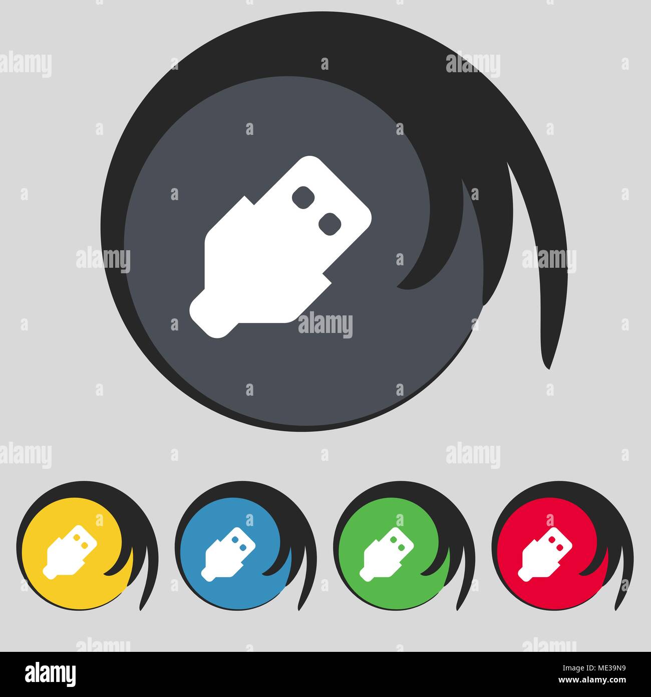 USB icon sign. Symbol on five colored buttons. Vector illustration ...