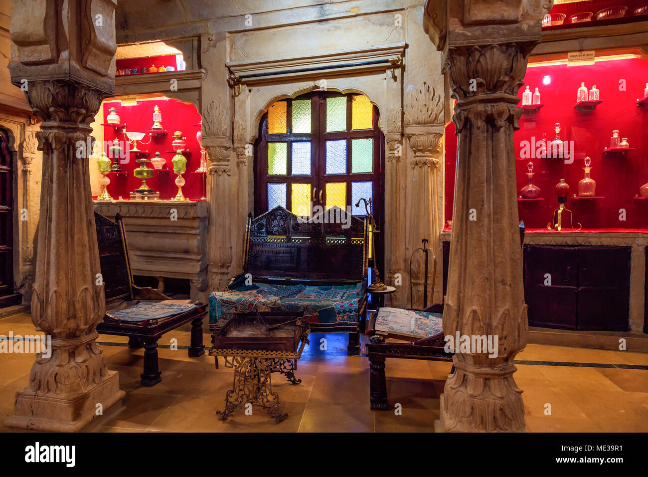 Royal antiquities on display at the museum palace room at Nahargarh ...