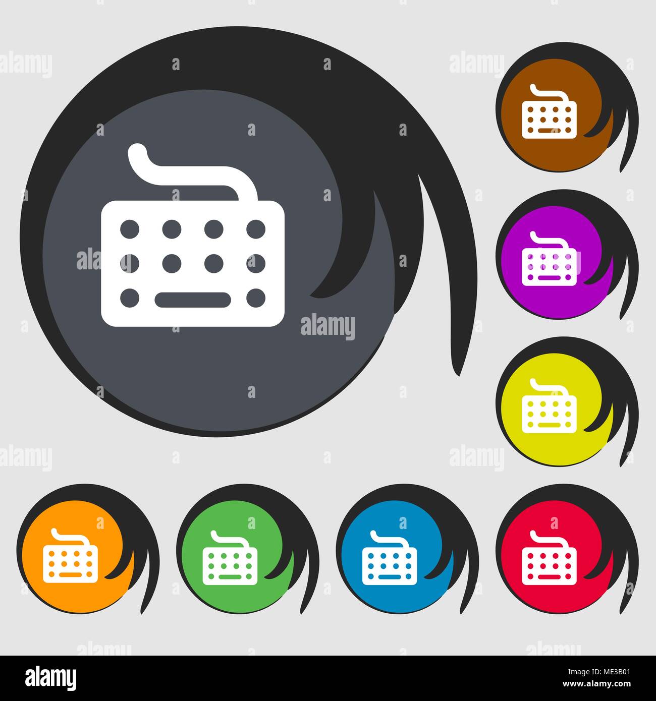 keyboard icon sign. Symbol on eight colored buttons. Vector ...