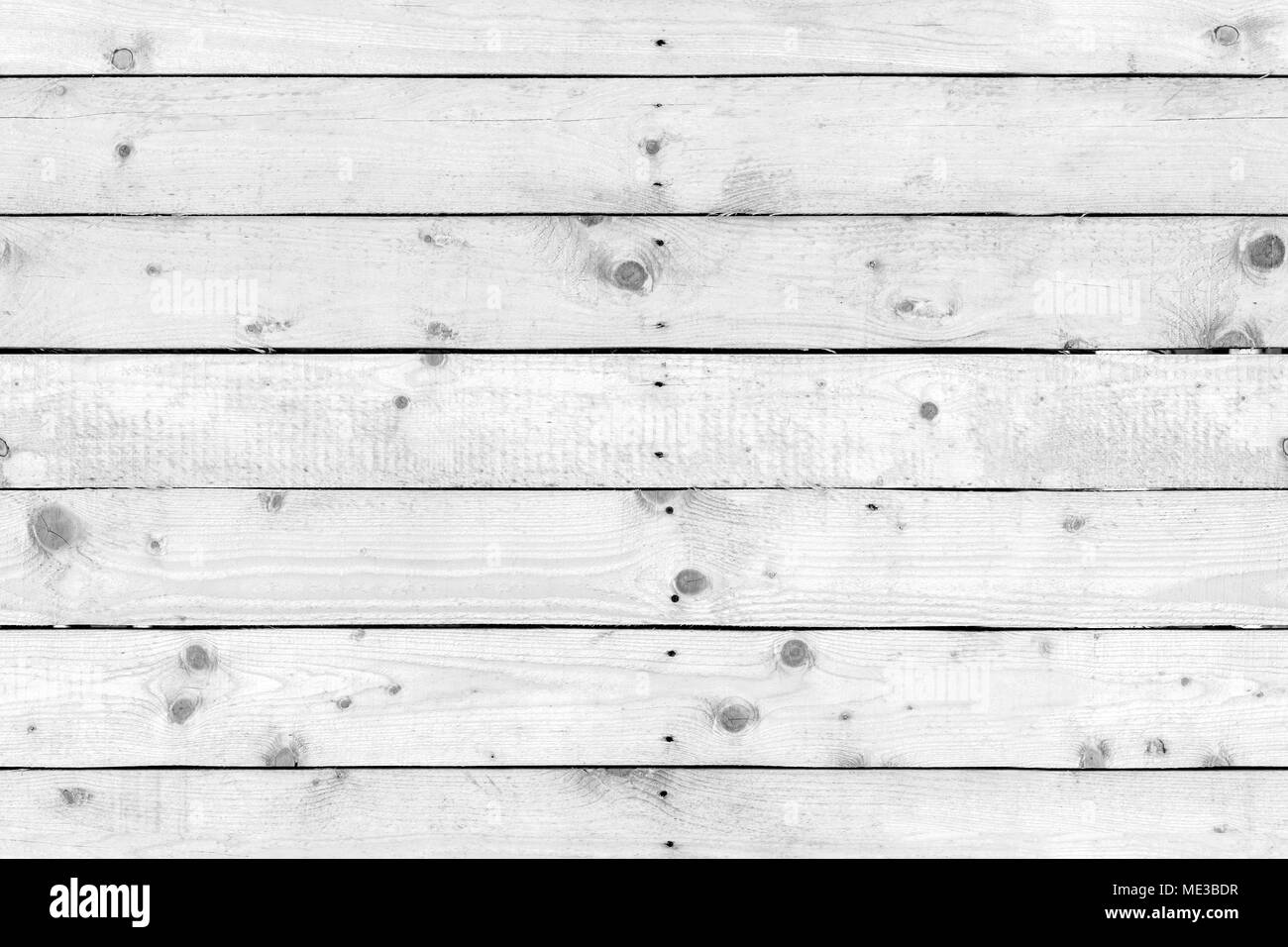 White wooden wall made of pine wood boards, seamless flat background photo texture Stock Photo