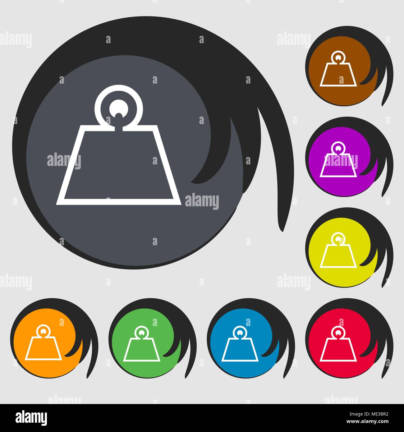 Weight icon sign. Symbol on eight colored buttons. Vector illustration ...