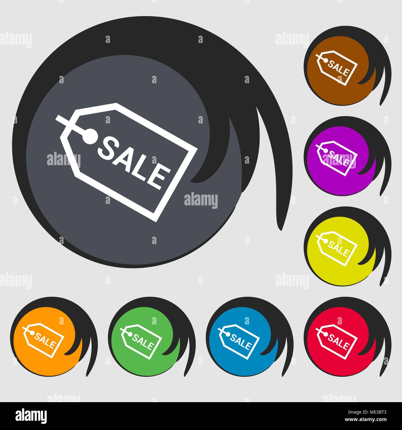 Sale icon sign. Symbol on eight colored buttons. Vector illustration ...