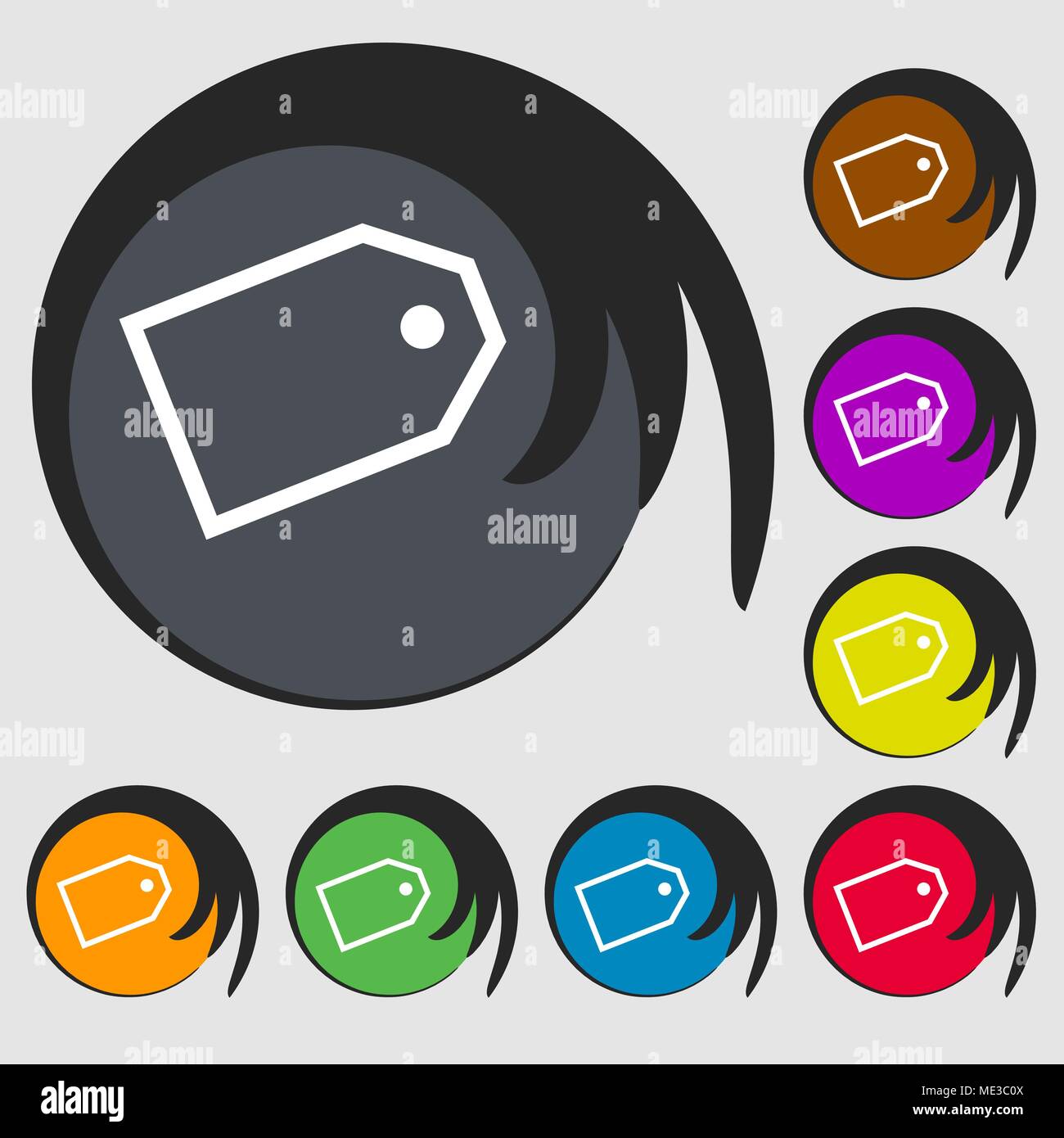 Web stickers icon sign. Symbol on eight colored buttons. Vector ...