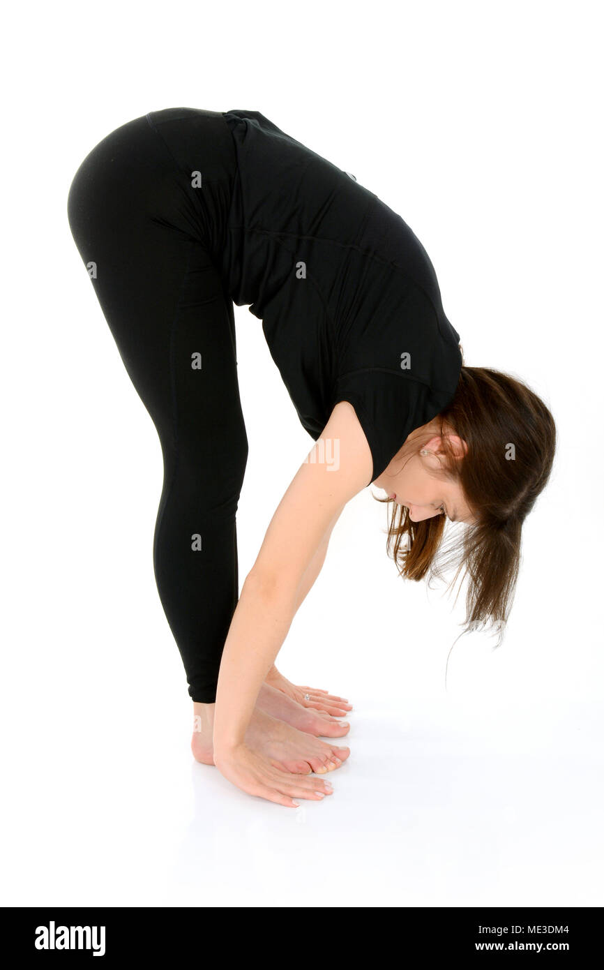 Hand Drawn Padahastasana Hand under Foot Pose, Yoga Woman. Vector Outline  Illustration. Stock Vector | Adobe Stock