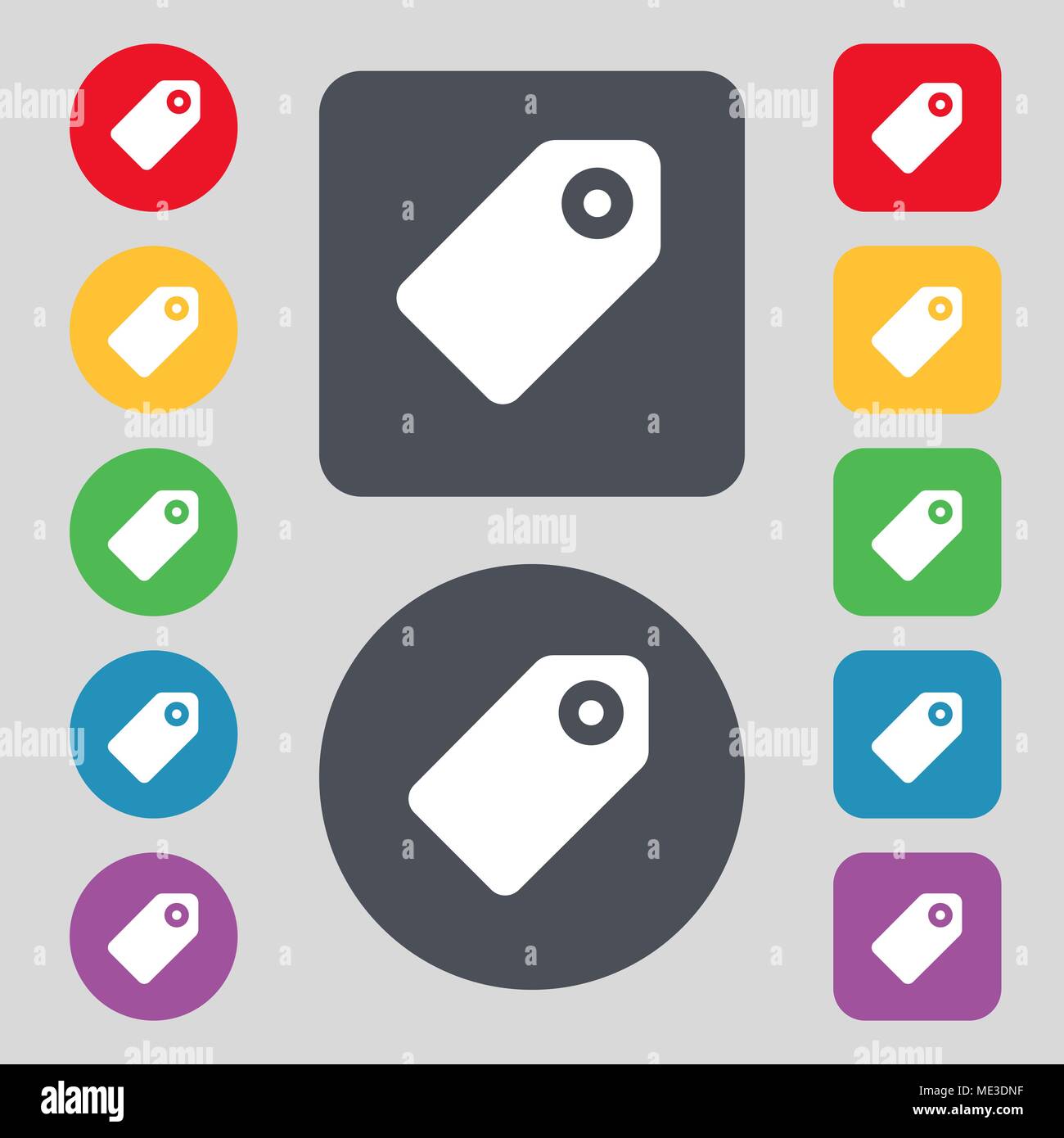 Special offer label icon sign. A set of 12 colored buttons. Flat design ...