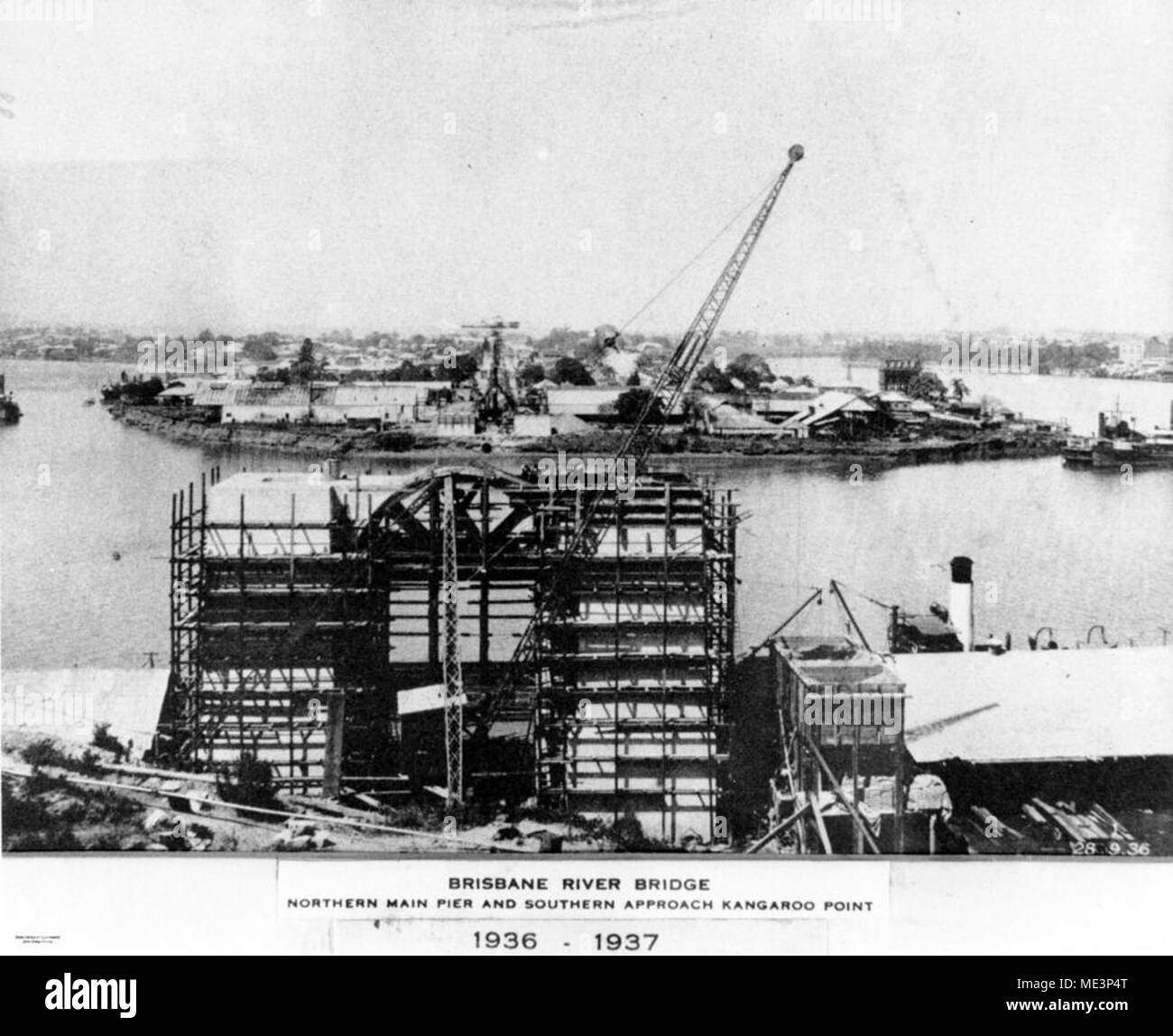Building the Story Bridge, Brisbane, 1936. Stock Photo