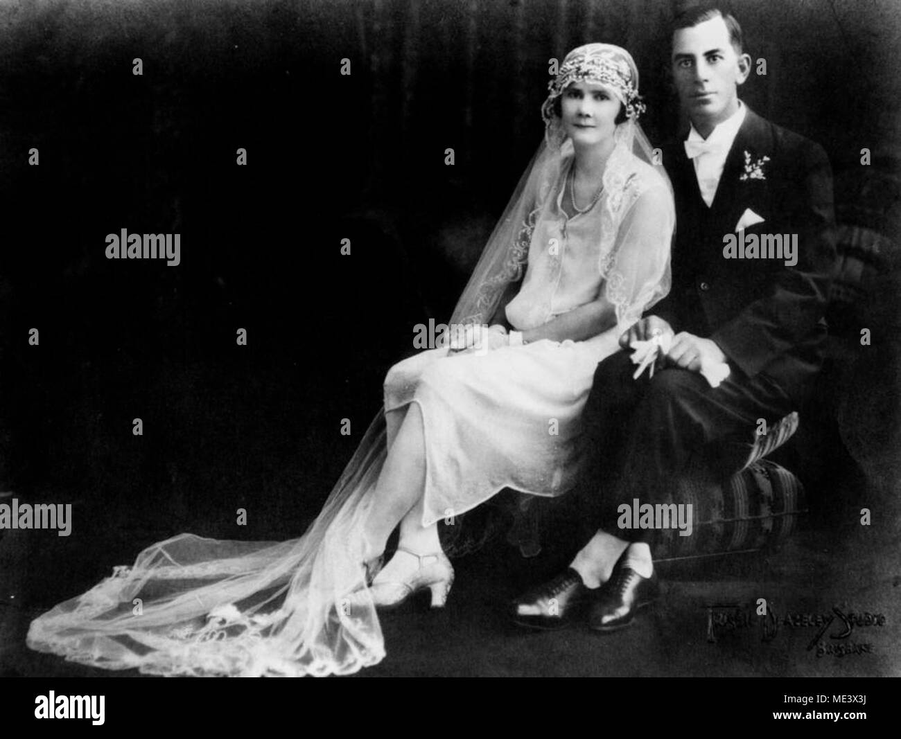 Wedding of Nancy and Clarrie Wieting, Brisbane, ca 1925. Stock Photo