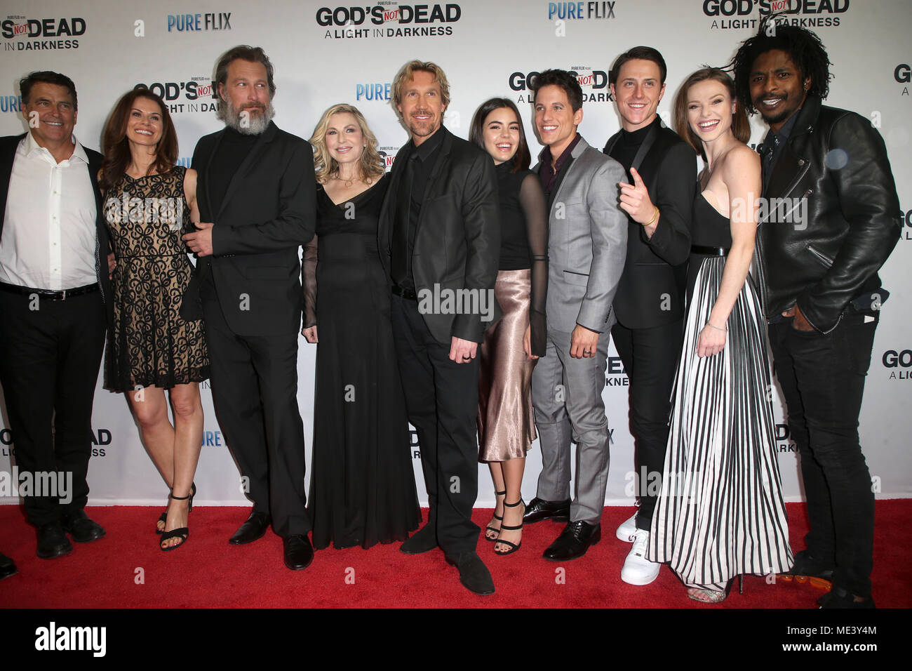 'God's Not Dead: A Light In Darkness' Premiere - Arrivals  Featuring: Ted McGinley, Jennifer Taylor, John Corbett, Tatum O'Neal, David A. R. White, Samantha Boscarino, Mike C. Manning, Shane Harper, Jenny Cipolla, Shwayze Where: Hollywood, California, United States When: 20 Mar 2018 Credit: FayesVision/WENN.com Stock Photo