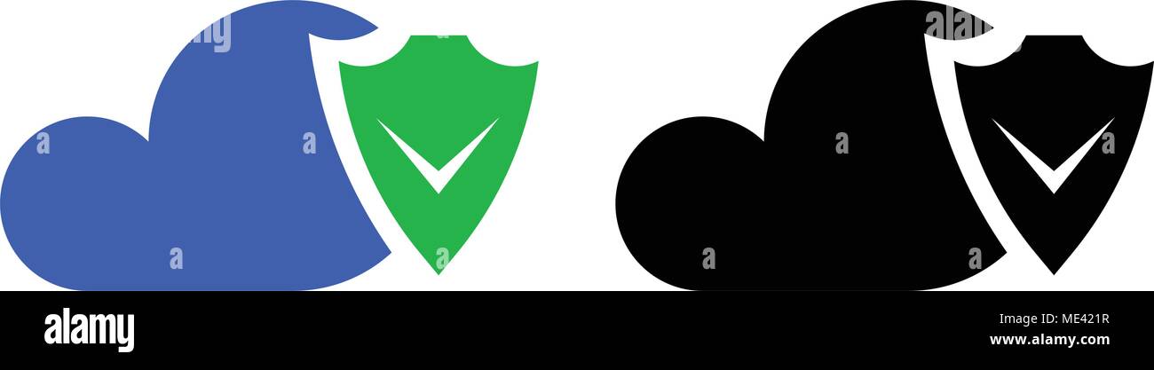 Cloud security icon, data protection flat icon Stock Vector