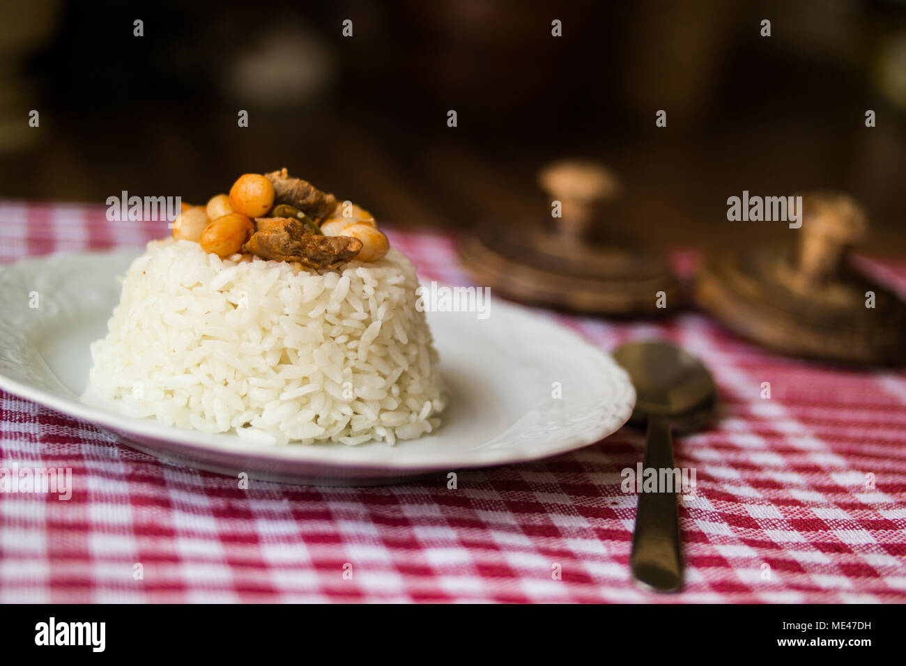 Turkish Baked Beans with Rice Pilav / Pilaf / Kuru Fasulye Stock Photo Alamy