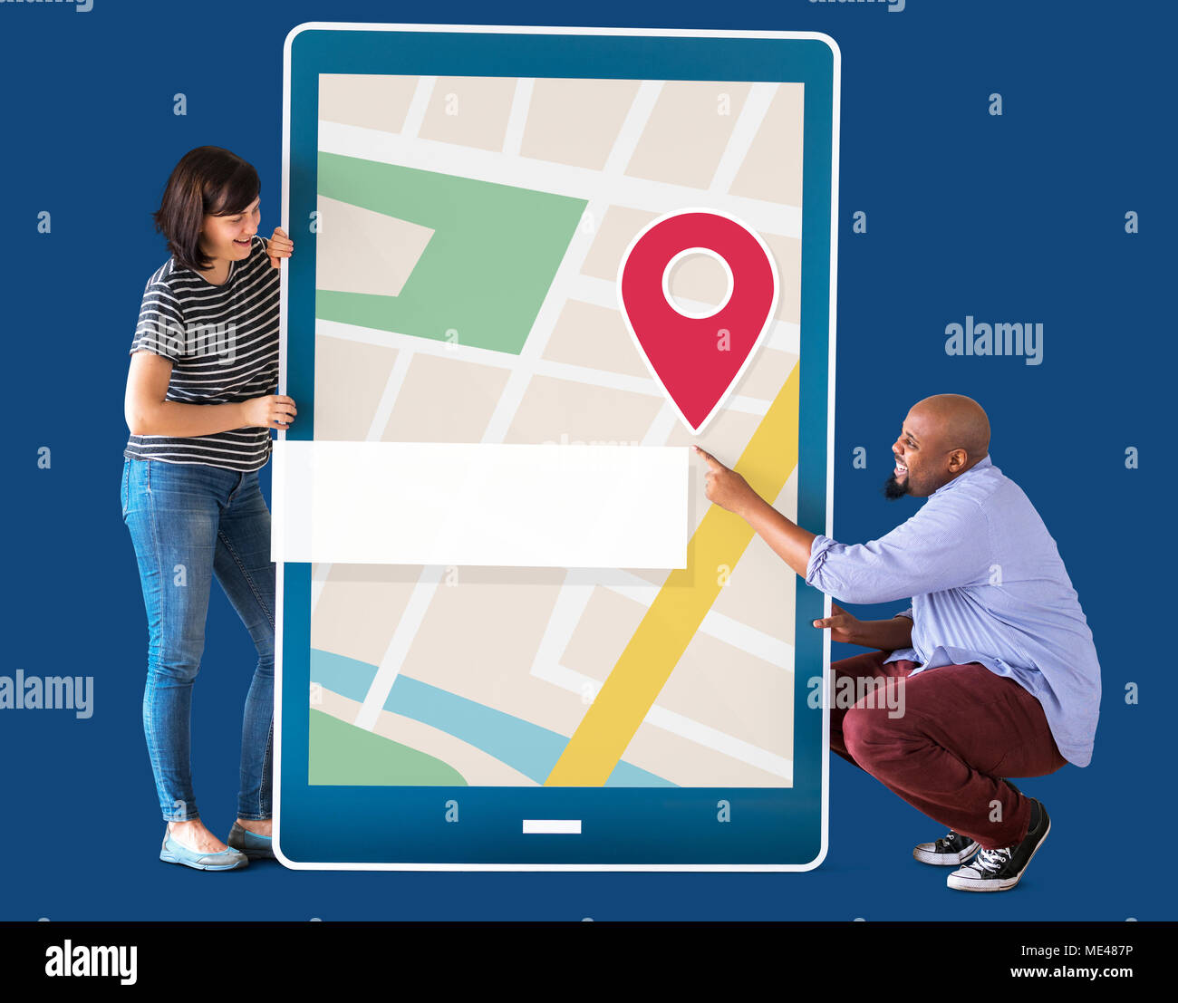 GPS navigation map on digital device Stock Photo