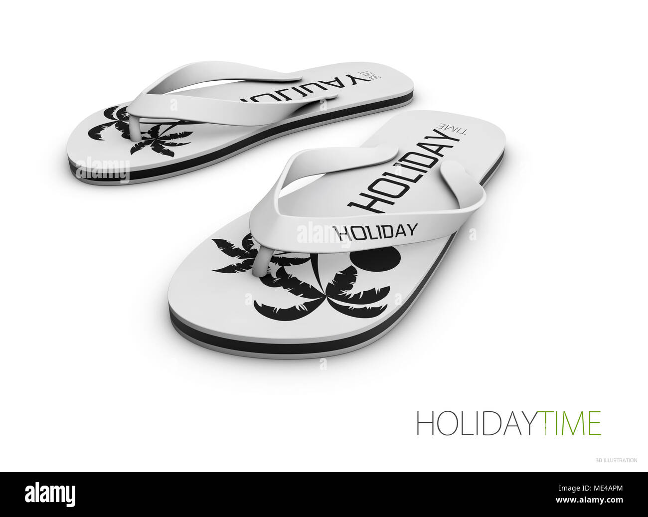 White flip flops isolated on white background. 3d illustration Stock ...
