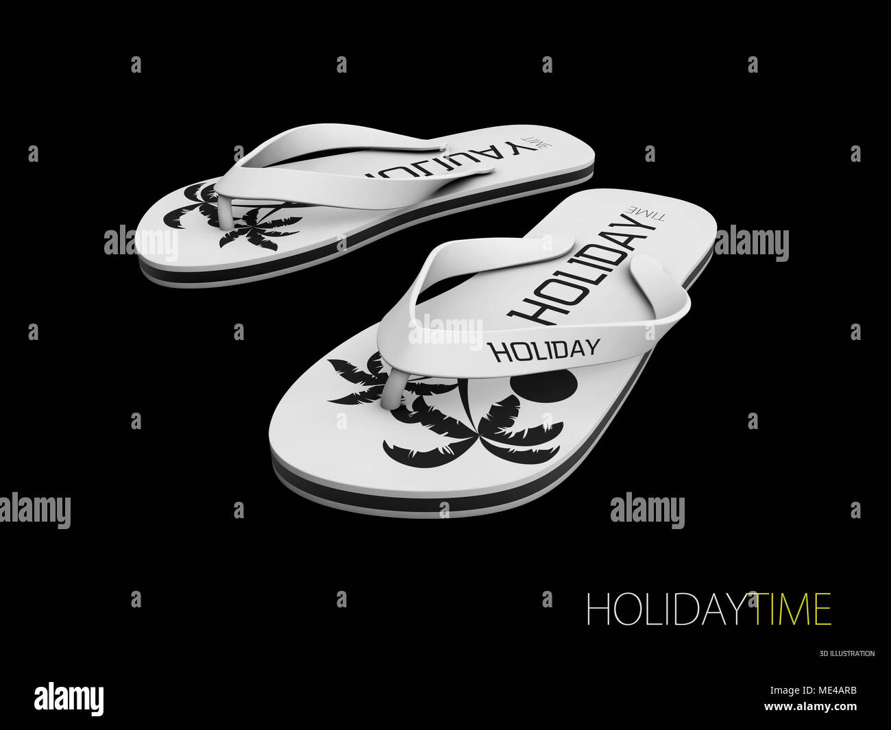 3d illustration of white flip flops isolated on black background Stock ...