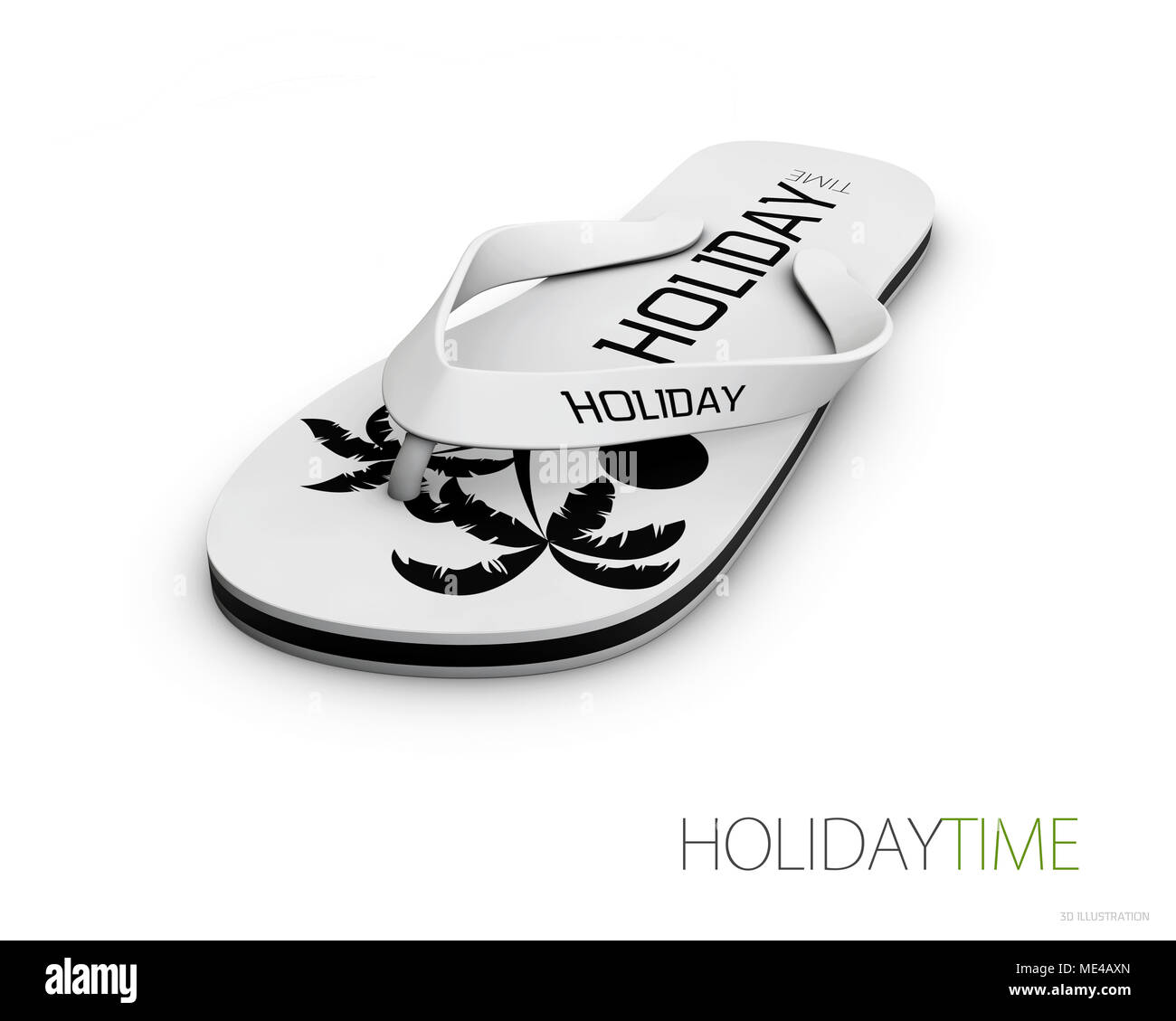 White flip flops isolated on white background. 3d illustration Stock ...