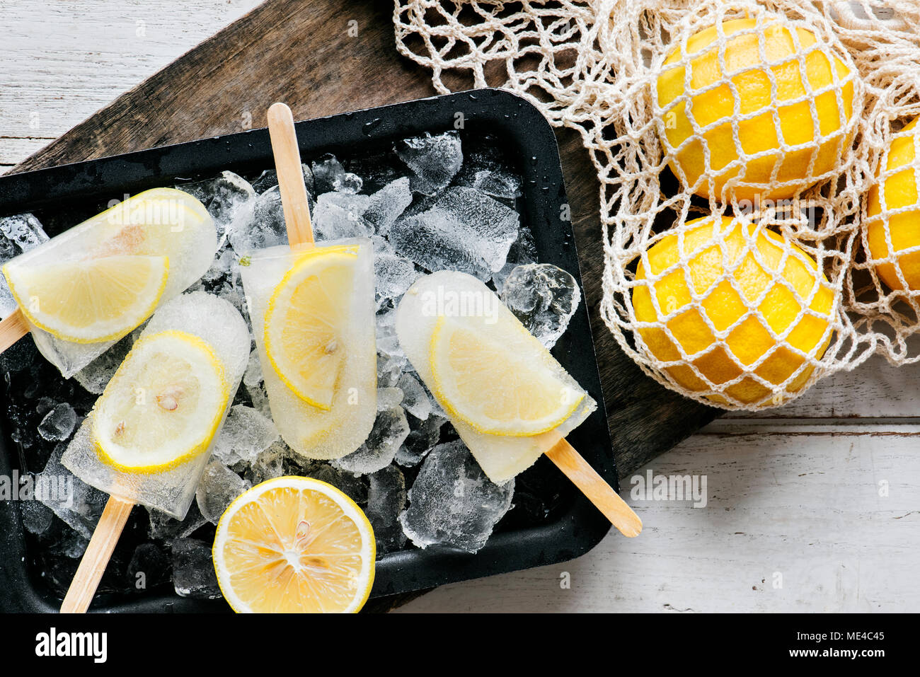 Homemade fresh lemon and citrus posicles Stock Photo