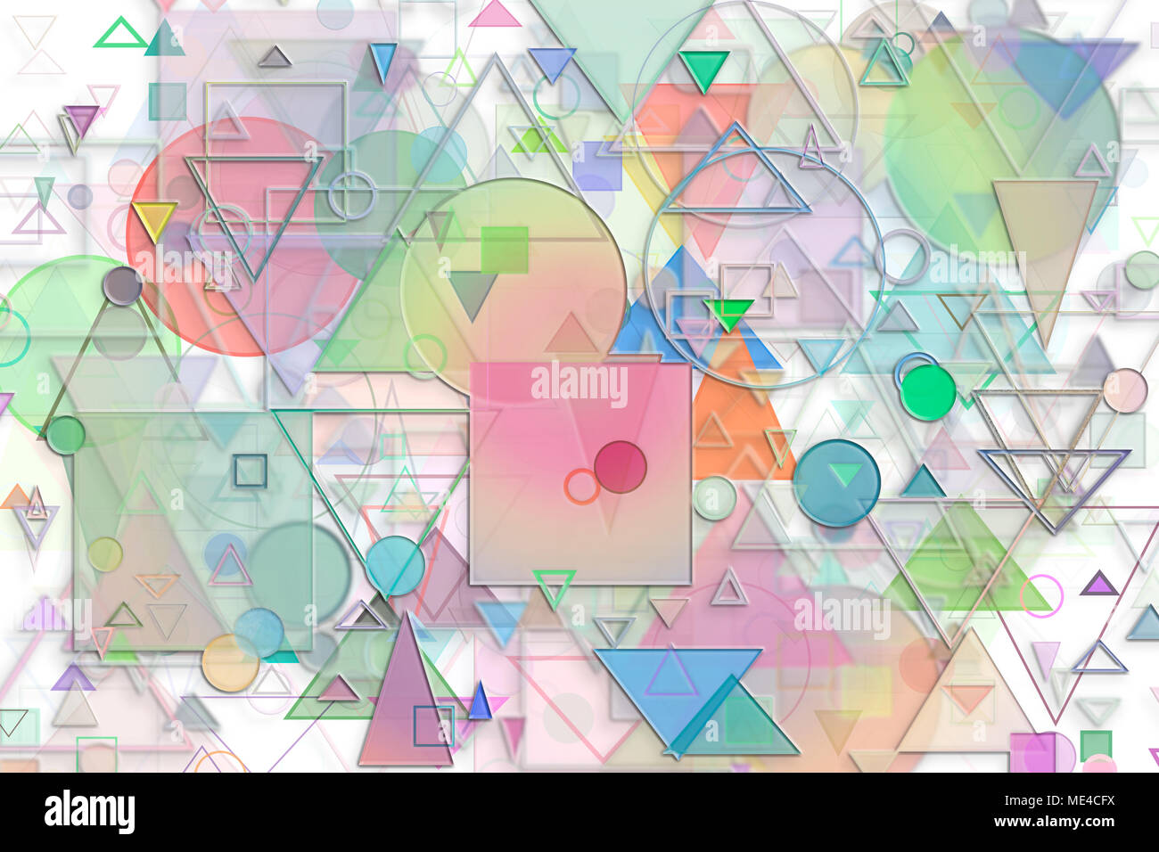 Abstract embossed & random circle, square, rectangle & triangle shape ...