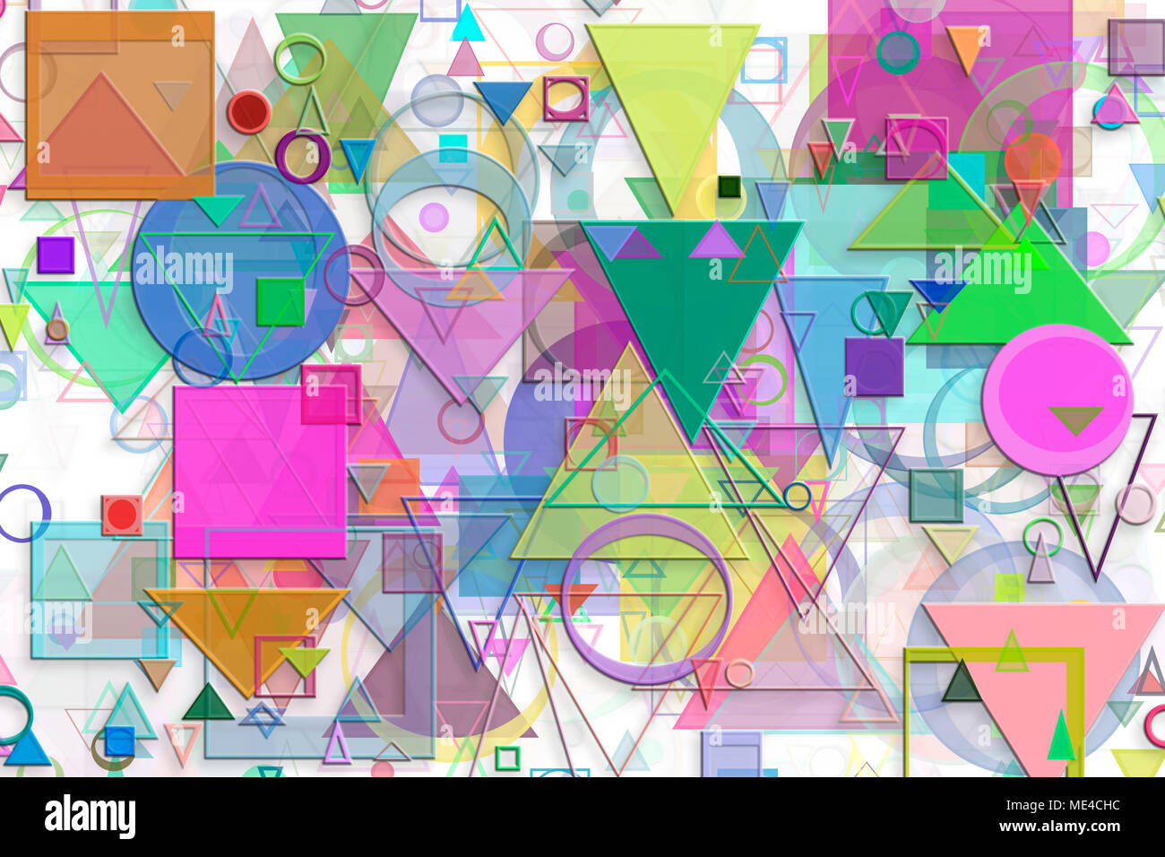 Abstract embossed & random circle, square, rectangle & triangle shape ...