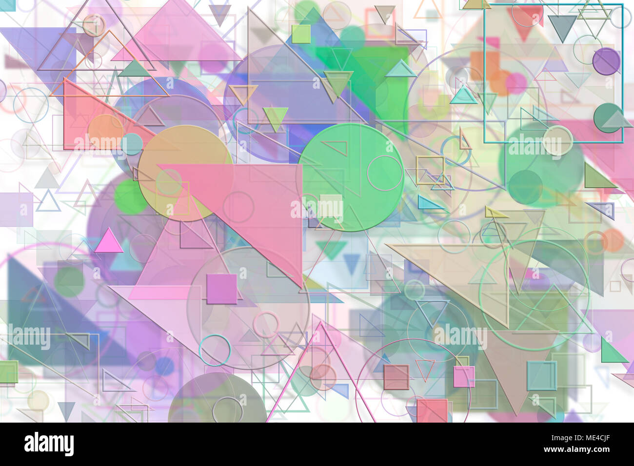 Abstract embossed & random circle, square, rectangle & triangle shape ...