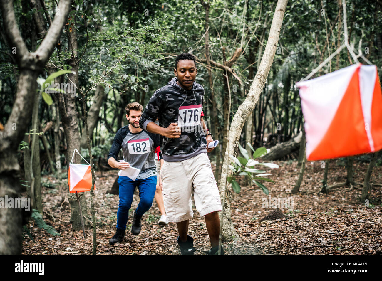 Outdoor orienteering check point activity Stock Photo - Alamy