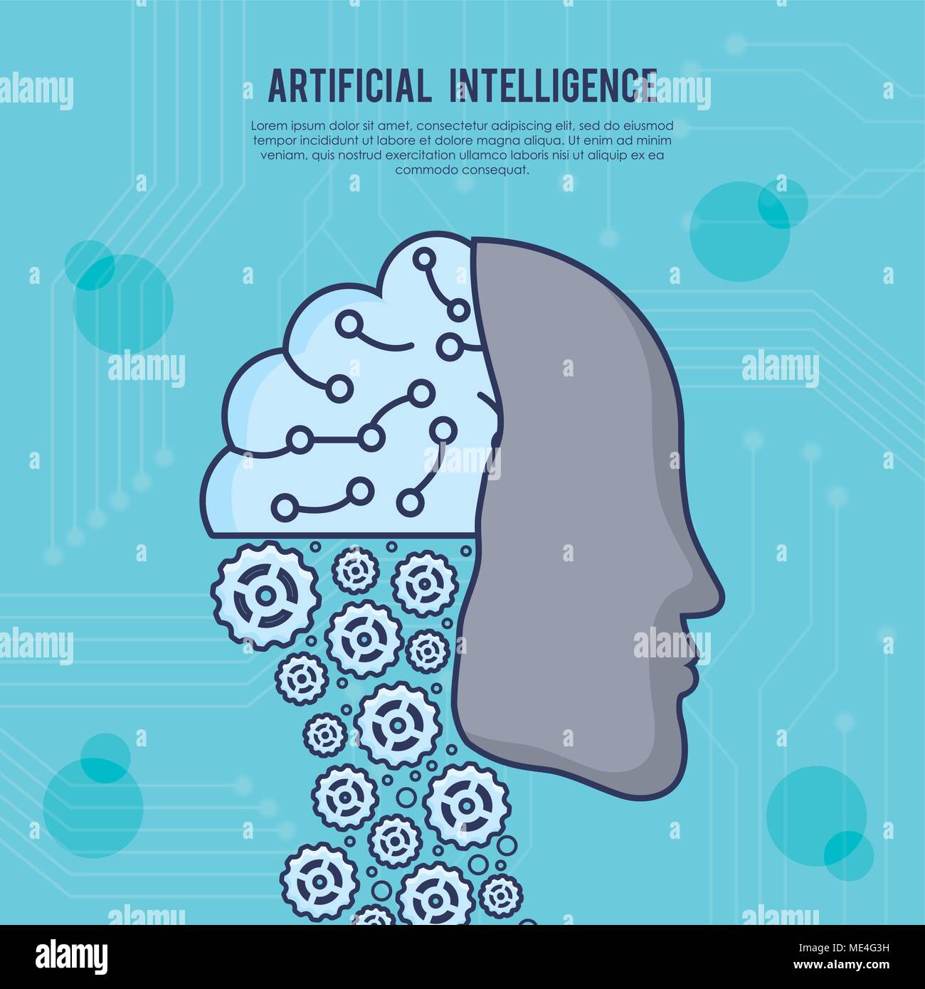 Artificial Intelligence design with modern robot head over blue ...