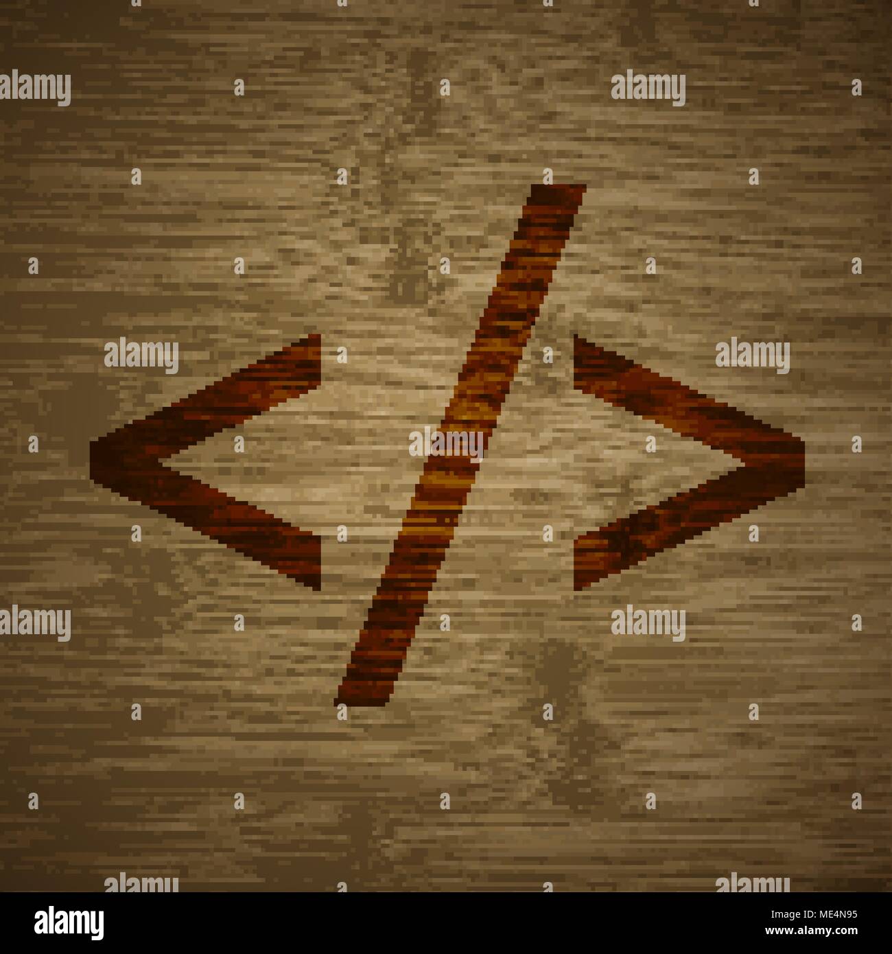 Programming code icon symbol on a wooden background. Vector ...