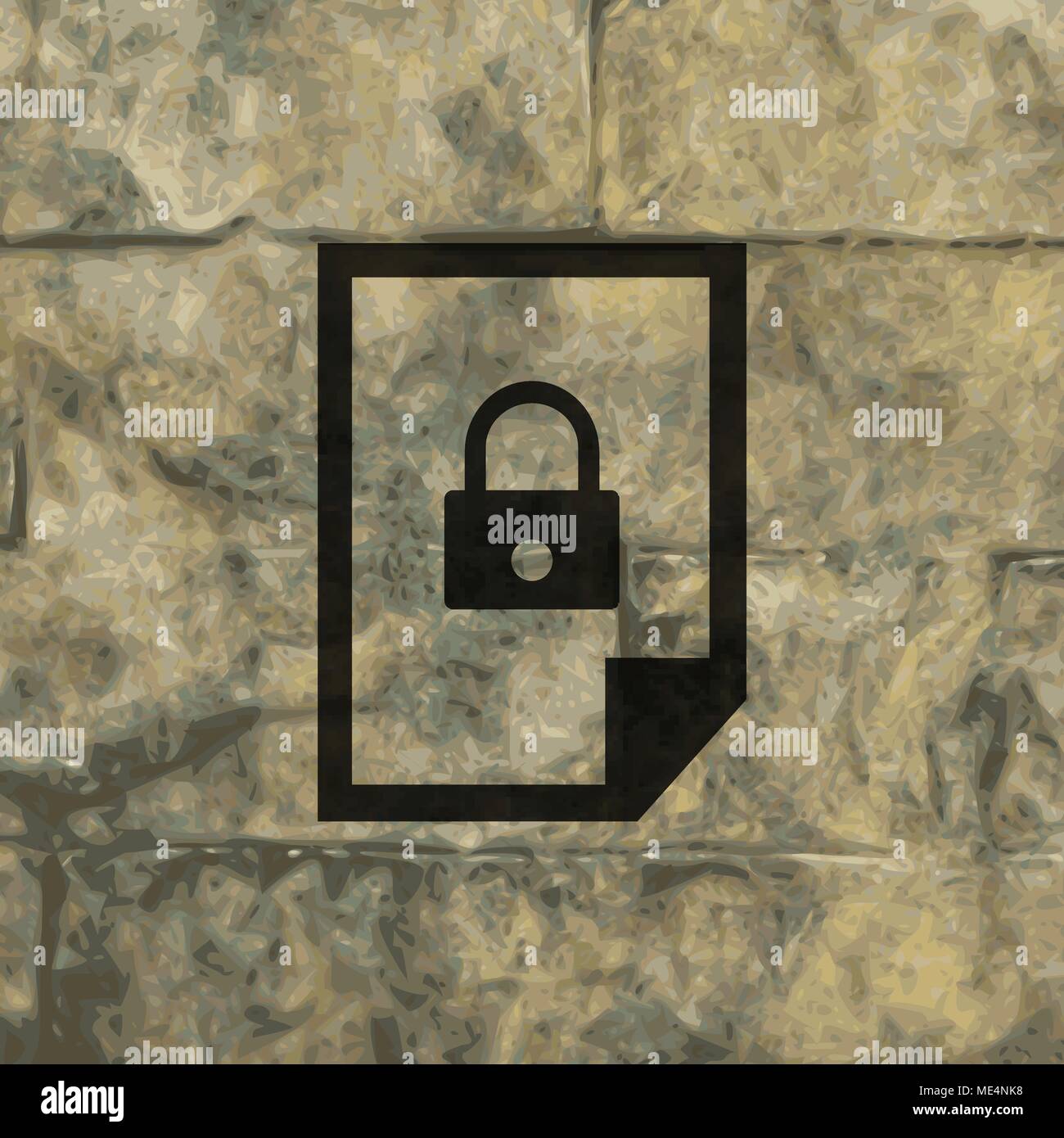 file locked icon symbol on a stone wall. Vector illustration Stock ...