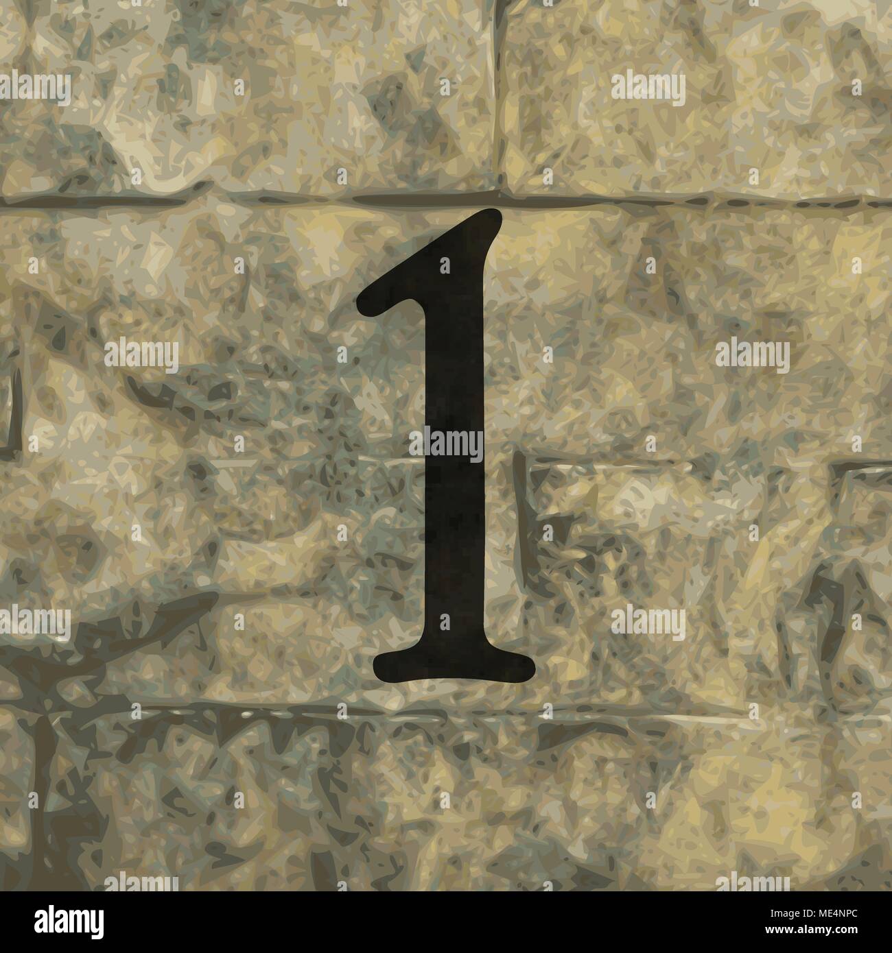 number one icon symbol on a stone wall. Vector illustration Stock ...