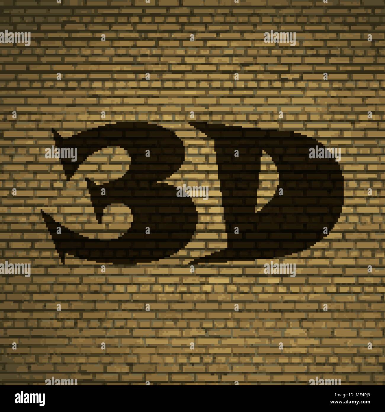 3D icon symbol on a brick wall. vector Stock Vector Image & Art - Alamy