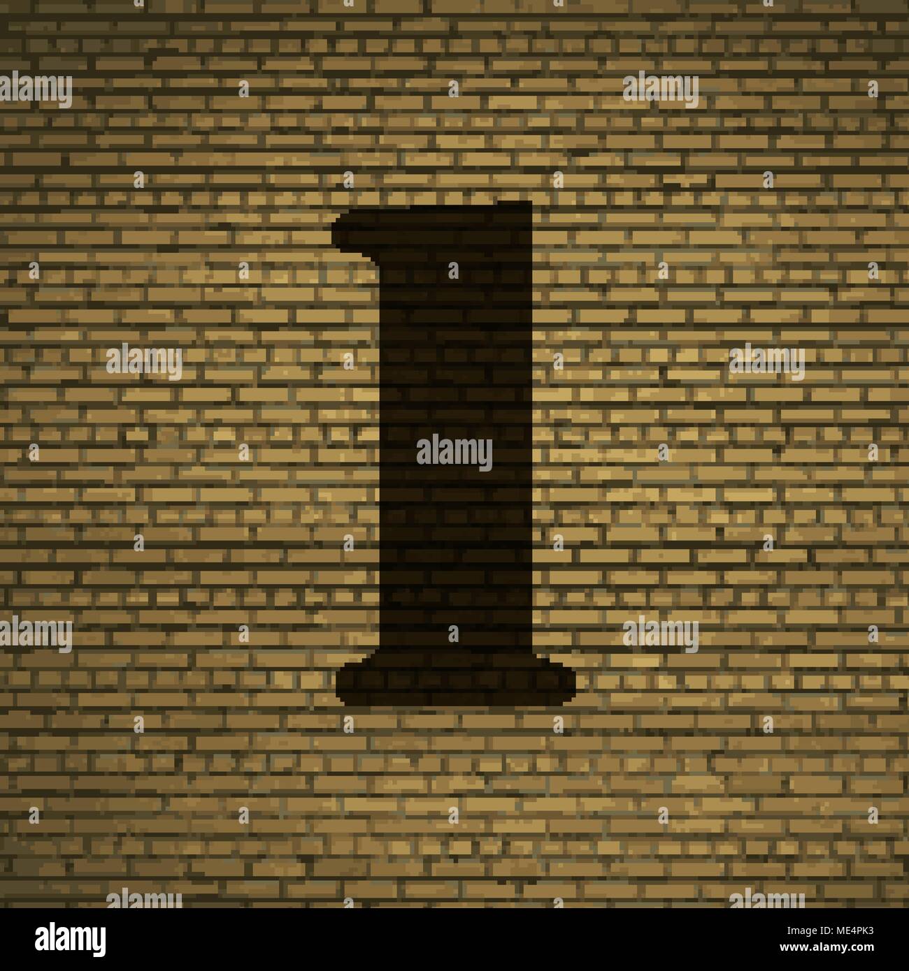 number one icon symbol on a brick wall. vector Stock Vector