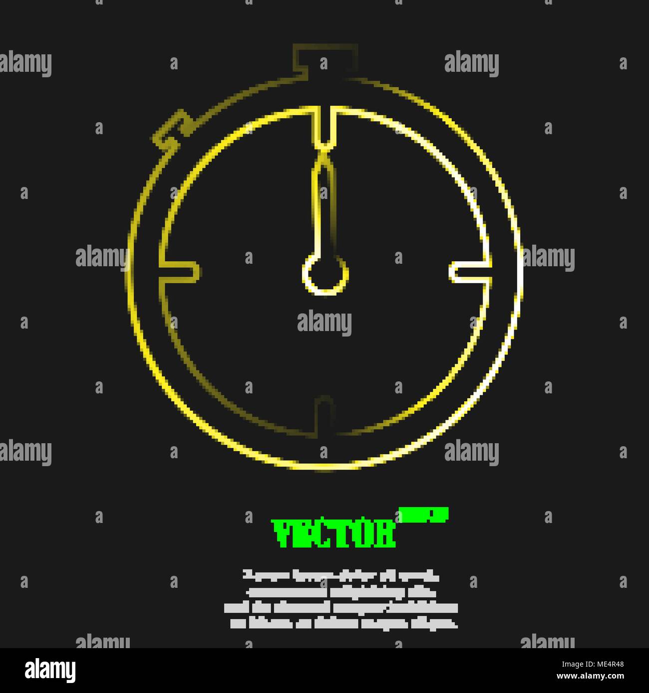 Timer icon symbol with effect of yellow neon. Vector illustration Stock ...