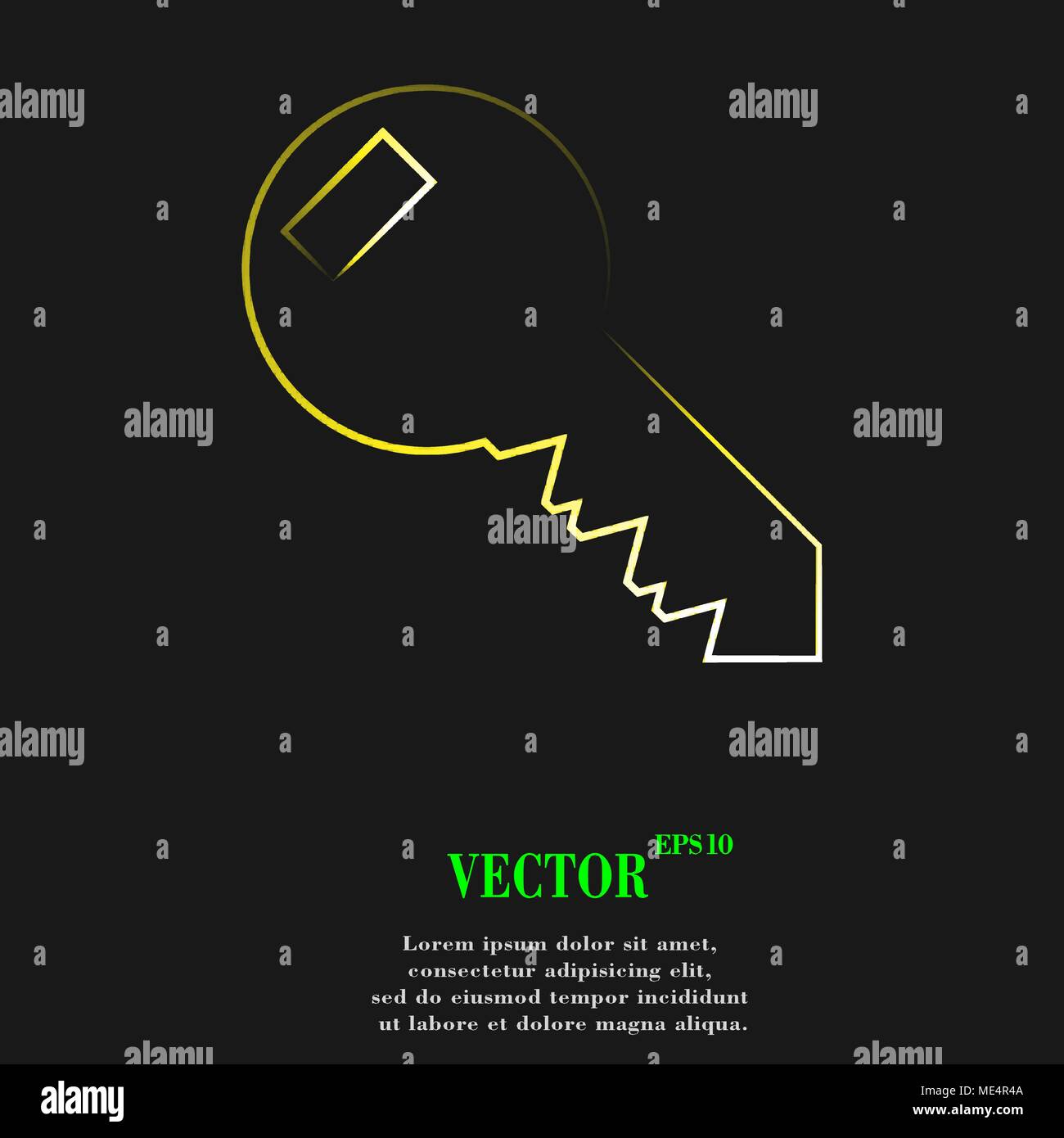 Key icon symbol with effect of yellow neon. Vector illustration Stock ...