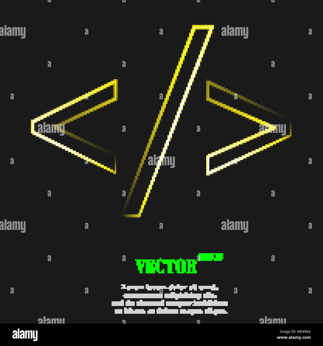 Programming code icon symbol with effect of yellow neon. Vector ...