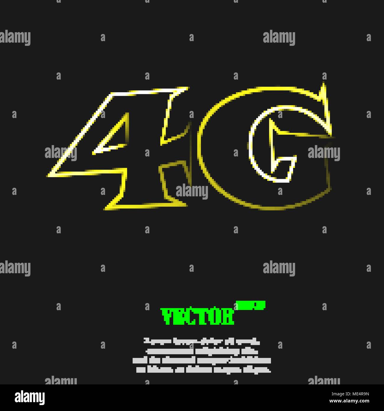4G icon symbol with effect of yellow neon. Vector illustration Stock ...