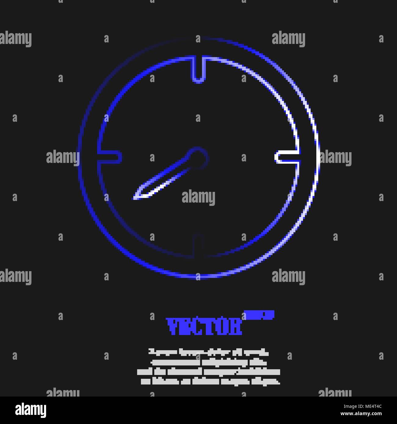 Timer icon symbol with effect of blue neon. Vector illustration Stock ...