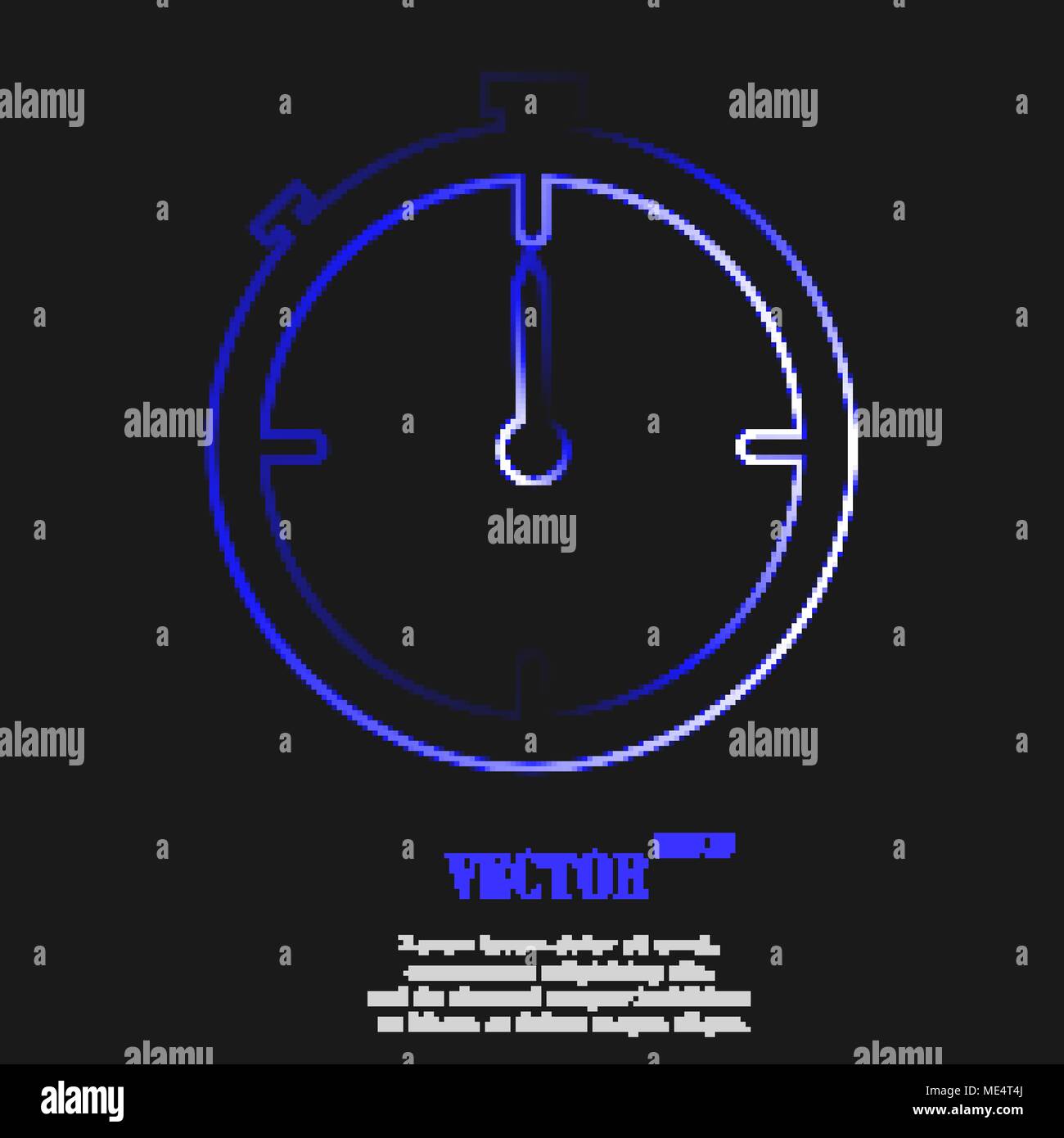 Timer icon symbol with effect of blue neon. Vector illustration Stock ...
