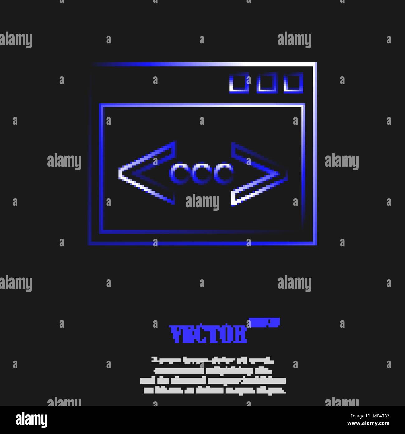 Code icon symbol with effect of blue neon. Vector illustration Stock ...