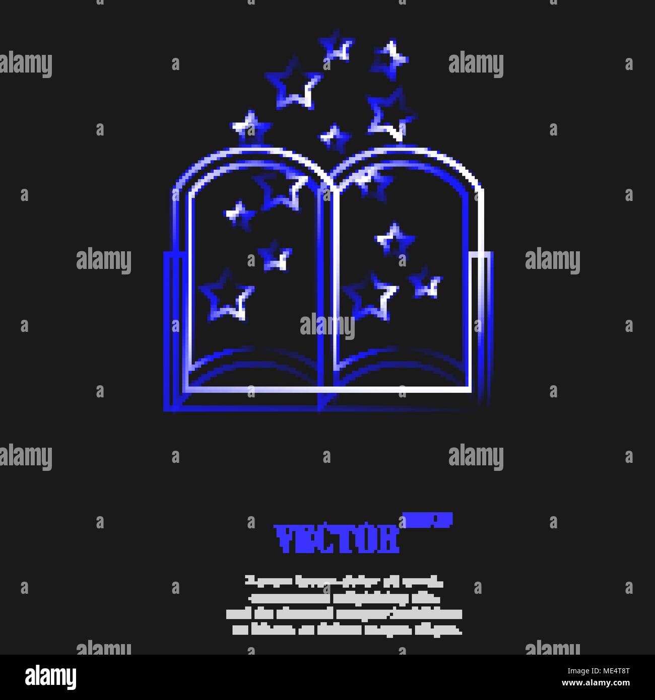 Magic Book icon symbol with effect of blue neon. Vector illustration ...