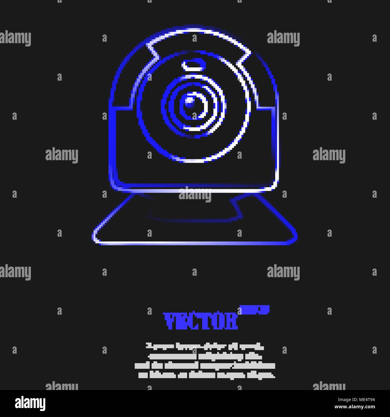 Webcam icon symbol with effect of blue neon. Vector illustration Stock Vector