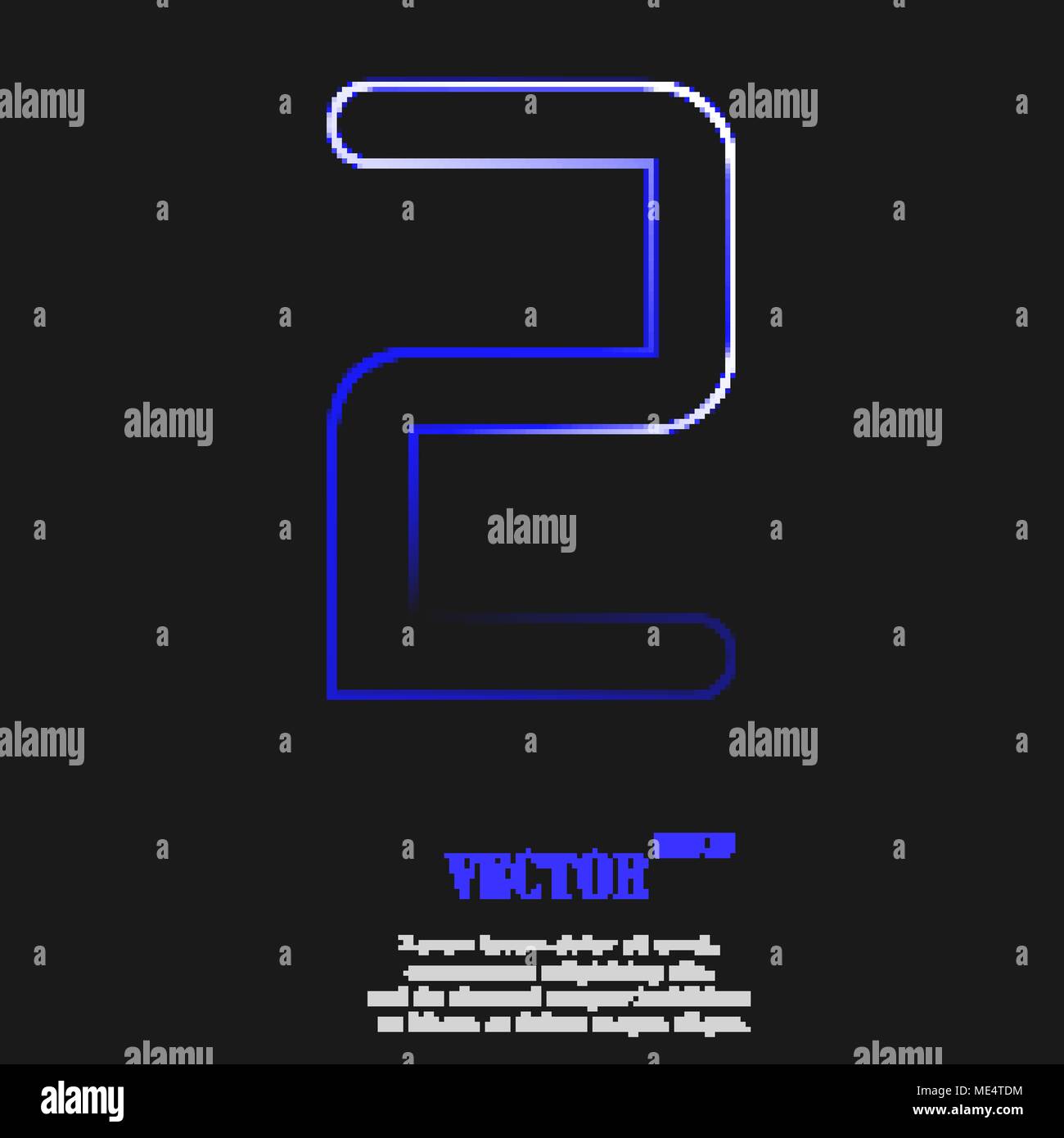 number two icon symbol with effect of blue neon. Vector illustration ...