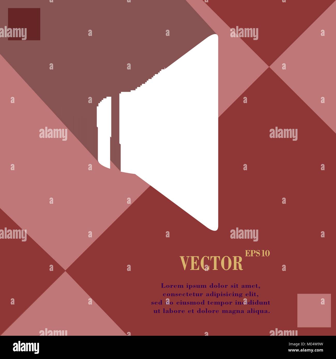 Speaker volume icon symbol on red abstract geometric background with ...