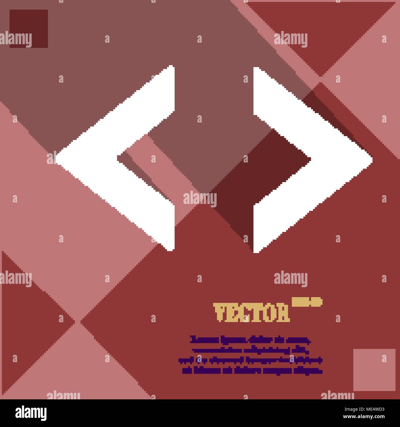 Code icon symbol on red abstract geometric background with long shadows. Vector illustration Stock Vector
