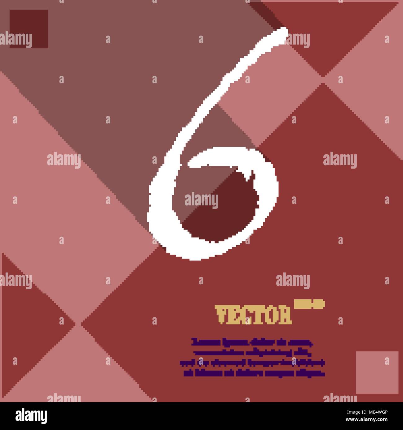 number six icon symbol on red abstract geometric background with long ...