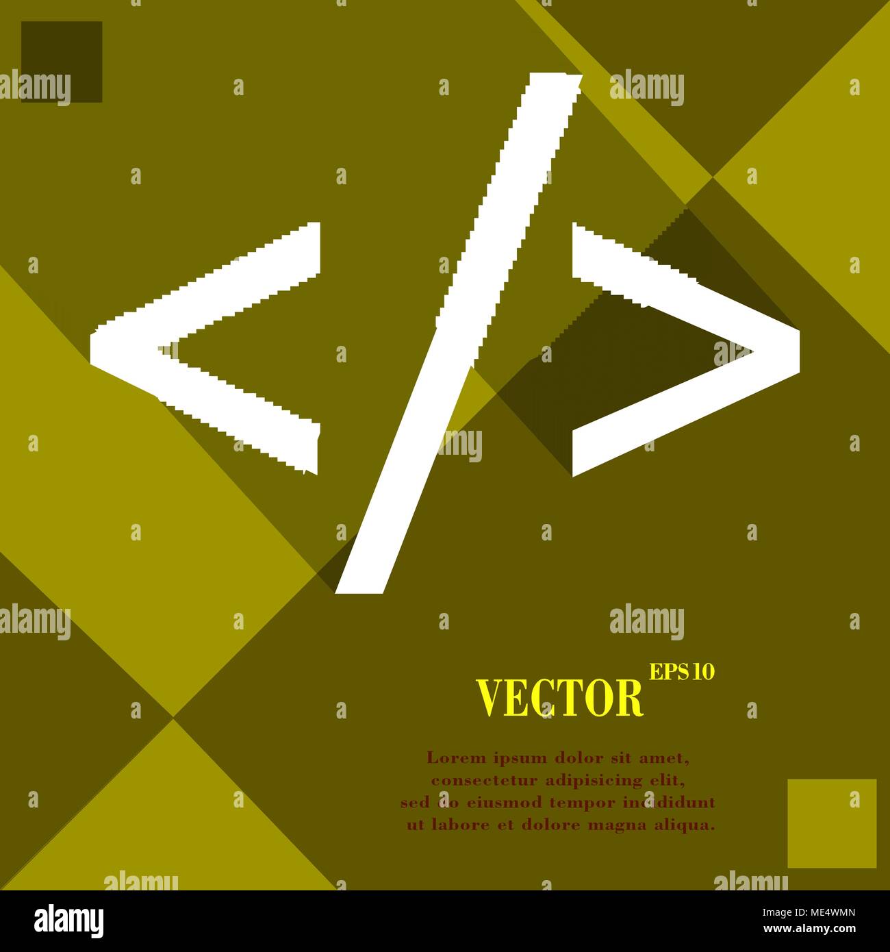 Programming code icon symbol on yellow abstract geometric background ...