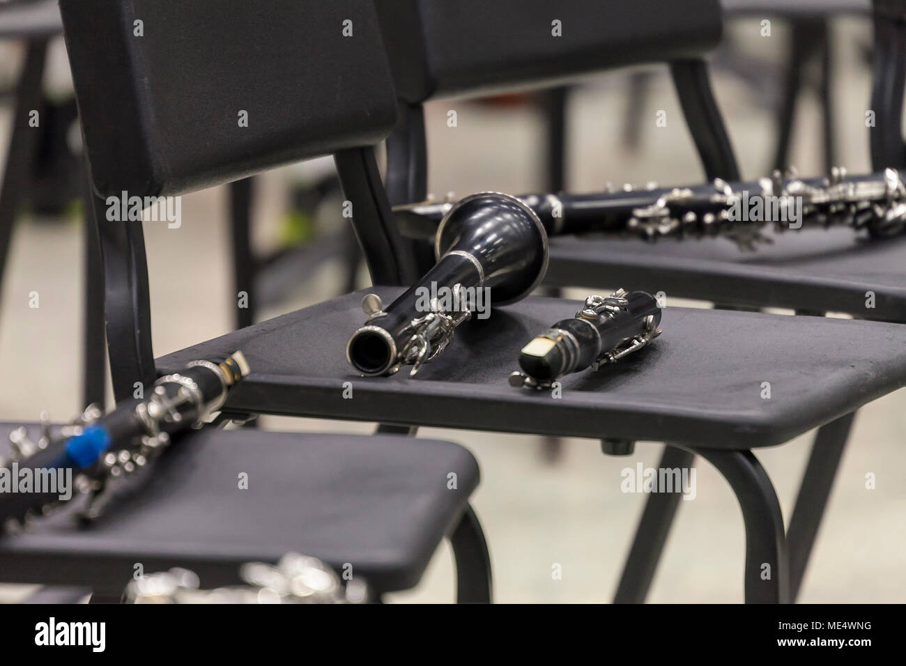the clarinet staging section of the concert arrangement Stock Photo