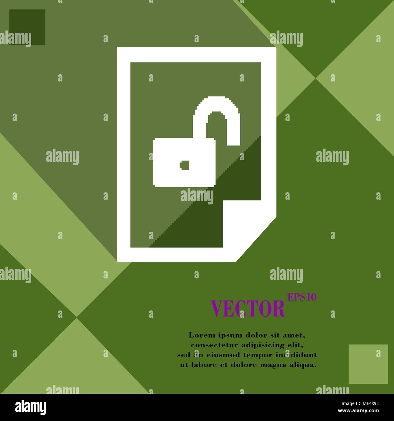 File unlocked icon symbol on green abstract geometric background with ...