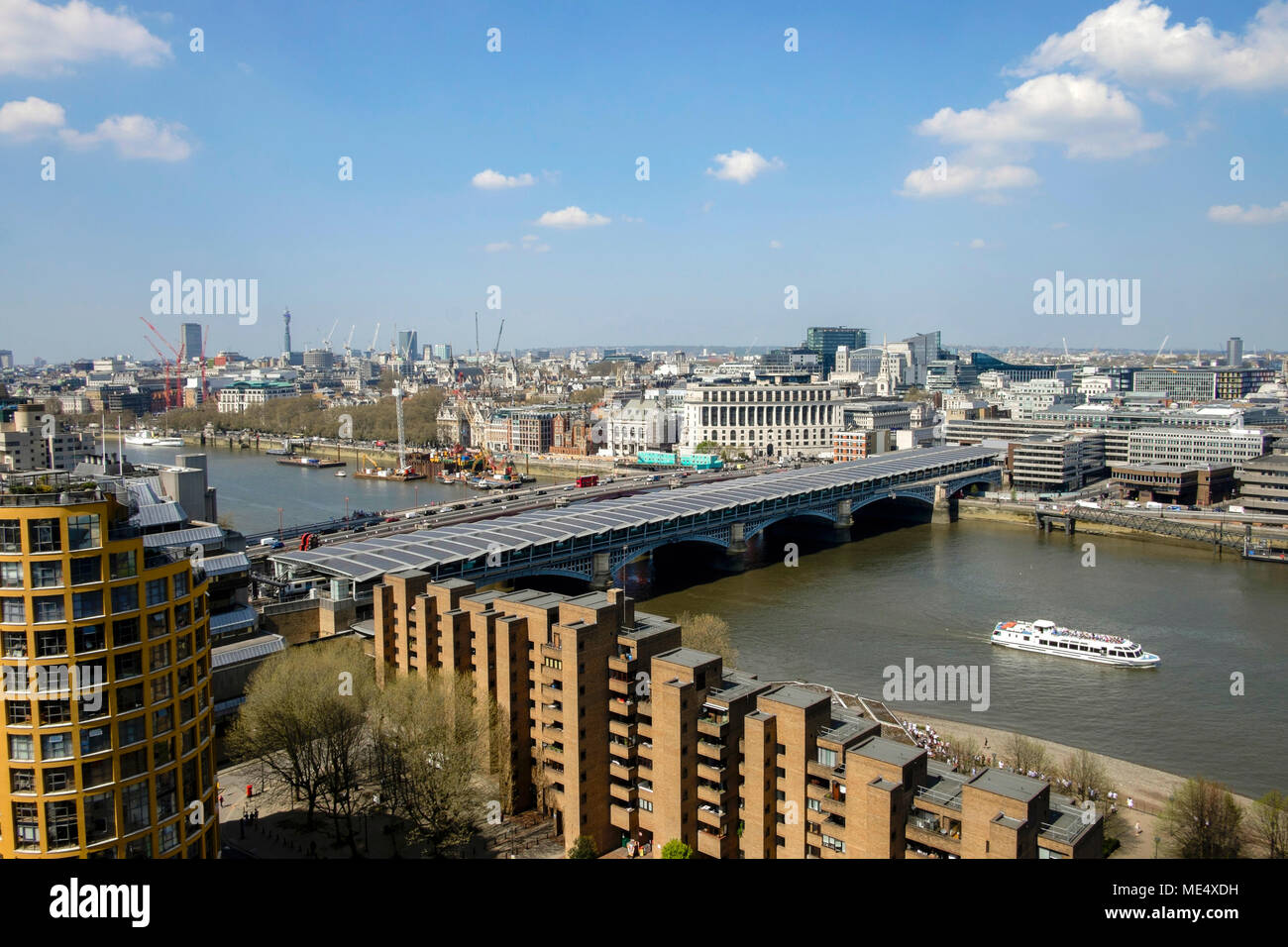 View across River Thames from south of the river towards the North West of London. Stock Photo